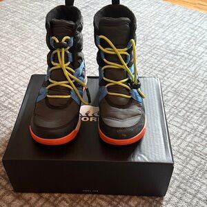 Sorel Kids' Black, Blue, and Orange Snow Boots